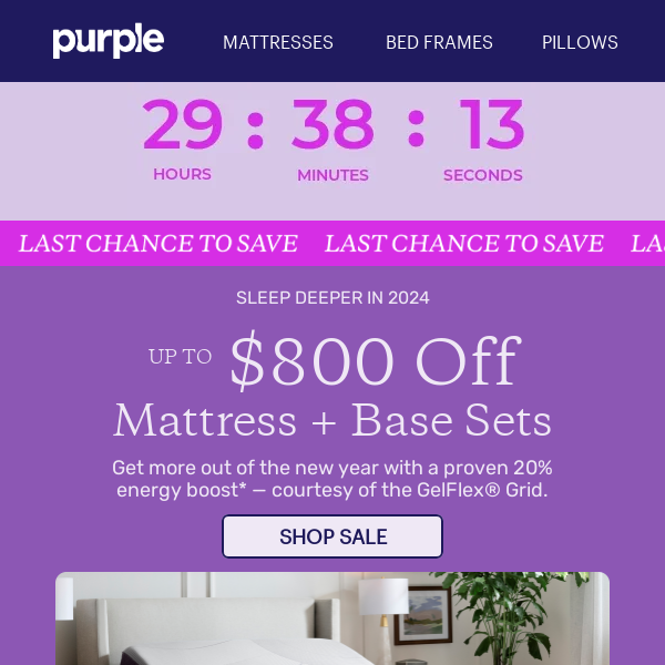 LAST CHANCE: Up to $800 Off Mattress + Base Sets