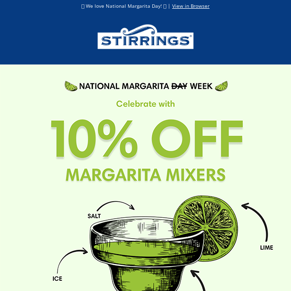 Get 10% off ❇️ MARGARITA MIXERS ✳️ until 3/1 in honor of National Margarita Day!