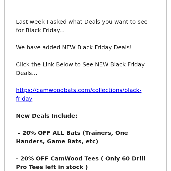 ⚾️  NEW Black Friday Deals....