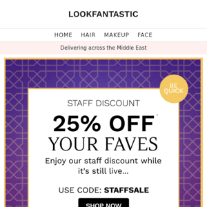 Staff Discount 💼 25% Off