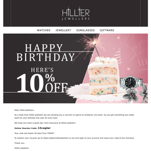 Happy Birthday Hillier Jewellers from Hillier Jewellers