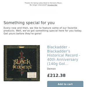 OUT NOW! SIGNED! Blackadder - Blackadder's Historical Record - 40th Anniversary (140g Gold Vinyl) (1500 signed)