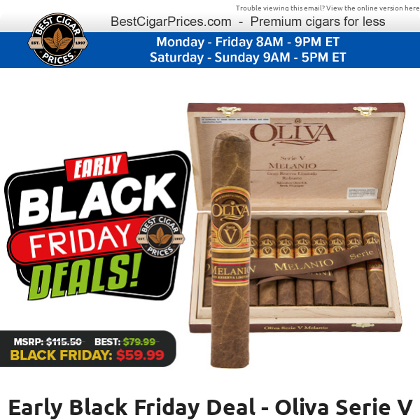 ⚫ Early Black Friday Deal - Oliva Serie V Melanio Robusto Boxes Only $59.99 + Free Shipping ⚫