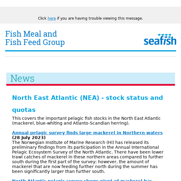 Fishmeal, Fish Feed and Pelagic quarterly news alert - July 2023