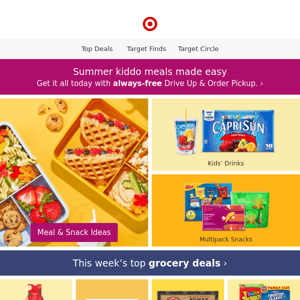 Easy kiddo meals + sweet grocery deals.