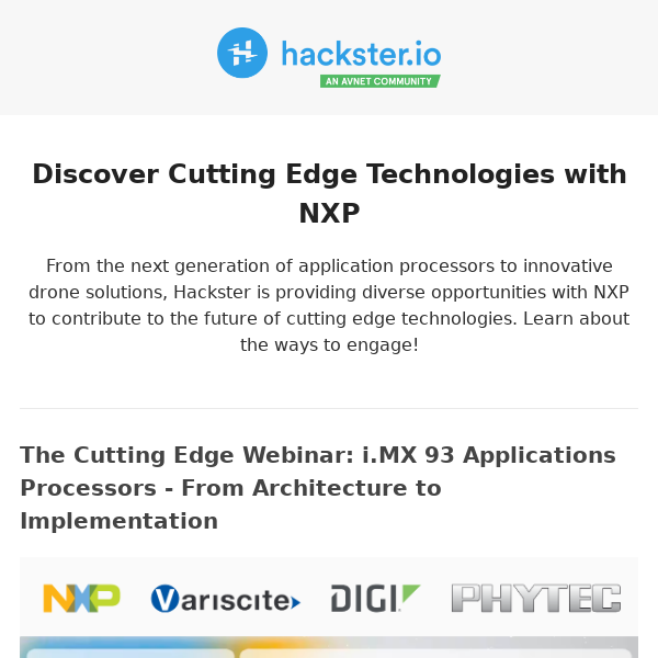 Don't miss the latest NXP activities on Hackster.io 📆