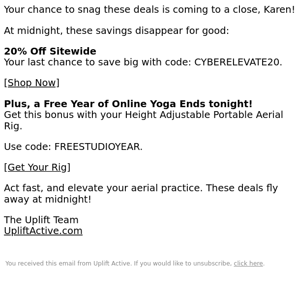 ⏰ Final hours: 20% Off + Free Yoga Studio Access