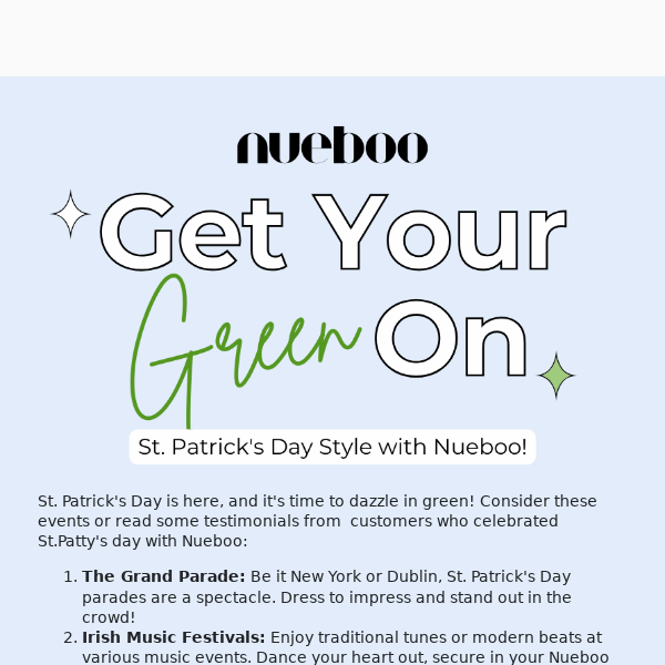 🍀 Find Your Fashion Fortune with Nueboo This St. Patrick's Day!