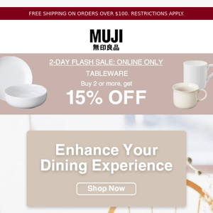 Online Exclusive: 15% OFF Tableware!