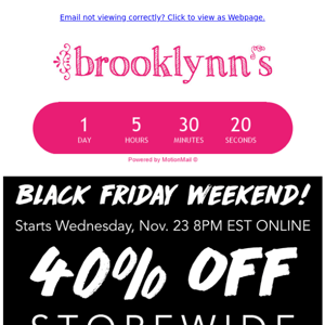 📆 Mark your calendar! Black Friday starts EARLY (online)! Shop in-store or online at www.brooklynns.com