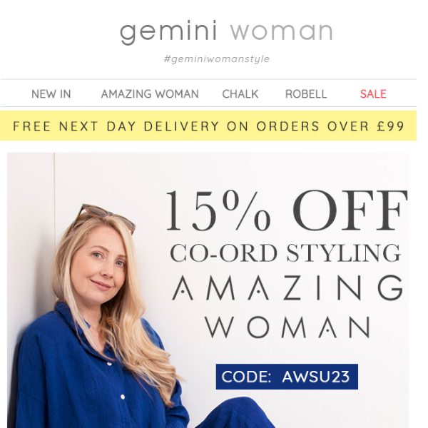 15% Off Amazing Woman Co-ord Styling!