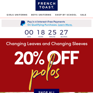 Last Chance for 20% Off Polos