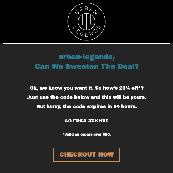 Urban Legends, take 20% off the vinyl you were eyeing