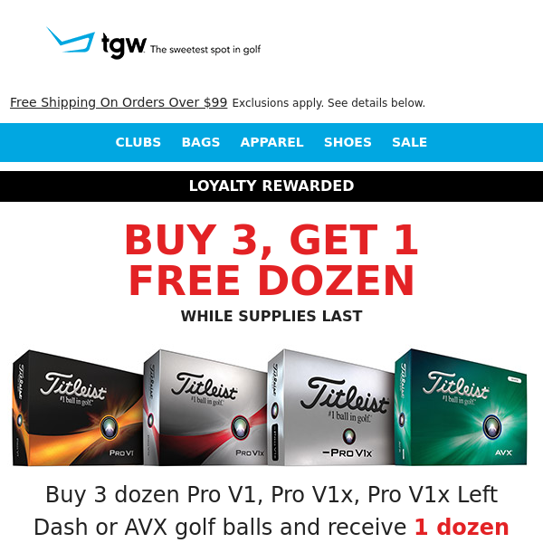 Order Today And Get A Free Dozen Titleist Pro V1(x) Golf Balls