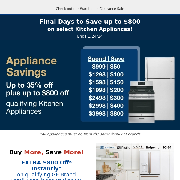 Final Days to save on these Appliance Deals!