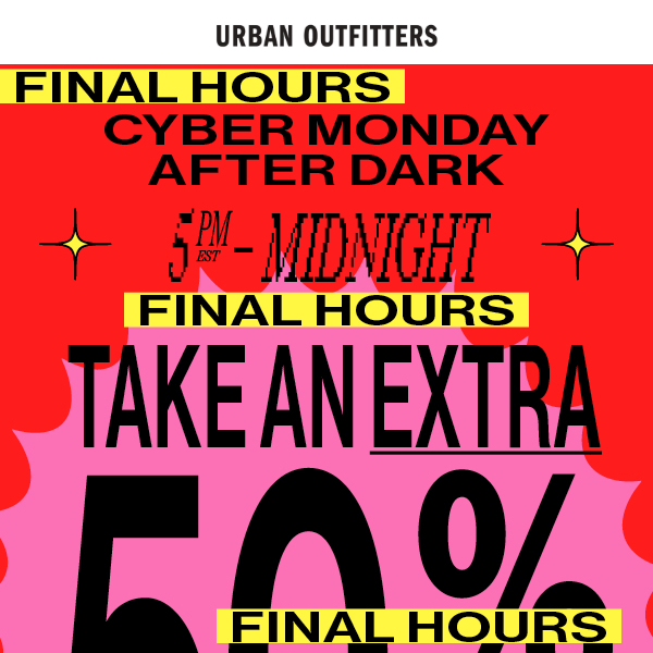 🕛 ends at midnight: 50% OFF SALE ITEMS →