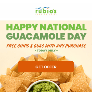 Today only! FREE guac & chips 🥑