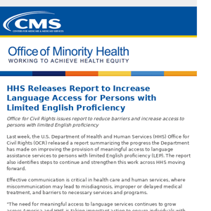 HHS Releases Report to Increase Language Access for Persons with Limited English Proficiency