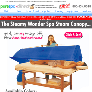 Pure Spa Direct! ENDS TODAY 9/19: $10 Off Storewide Coupon - ALSO, Check Out Our Portable Steam Canopy
