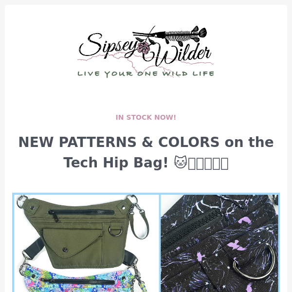 TECH HIP BAGS in NEW PRINTS! 🐱