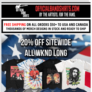 Rockin' out for July 4th - 20% off all band t-shirts