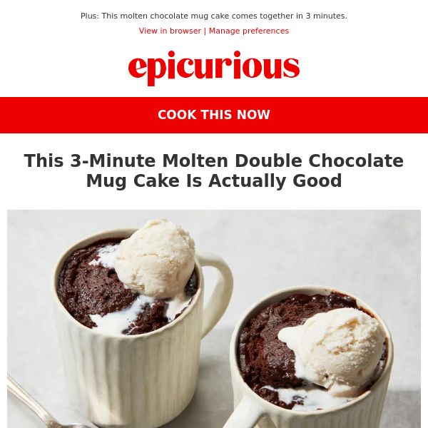 3-Minute Molten Double Chocolate Mug Cake Recipe