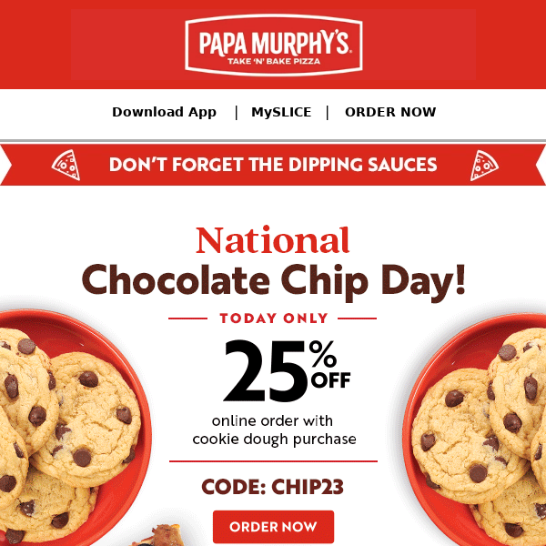 Nibble 25% Off Your Order on Chocolate Chip Day 🍪