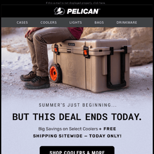 LAST CHANCE: Big Savings on Pelican™ Coolers + FREE Shipping 