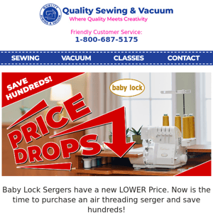 Price Drop on Baby Lock Sergers