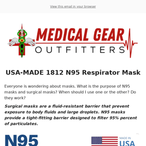 USA-MADE 1812 N95 Respirator Mask