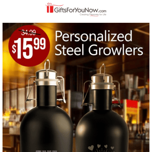 $15.99 Personalized Growlers (Over 50% Off!)