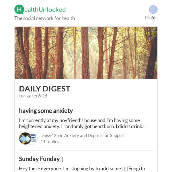 "having some anxiety" and 11 more from HealthUnlocked