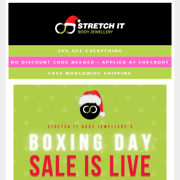 🥊💰 20% Off EVERYTHING - SIBJ's Boxing Day Sale! 🎅