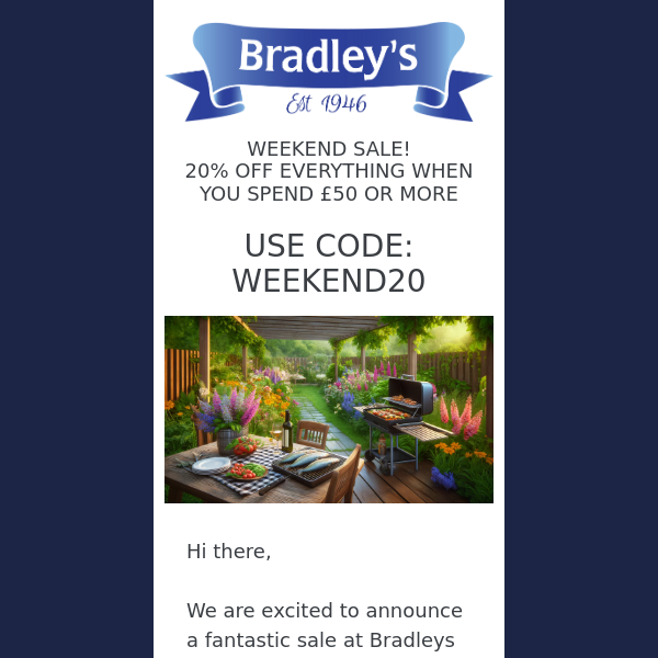 🐟 20% Off Everything This Weekend at Bradleys Fish! 🐟