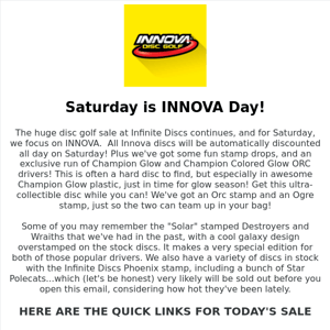 Saturday is INNOVA Day and Previous Discounts Continue