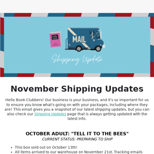 November Shipping Update 📦