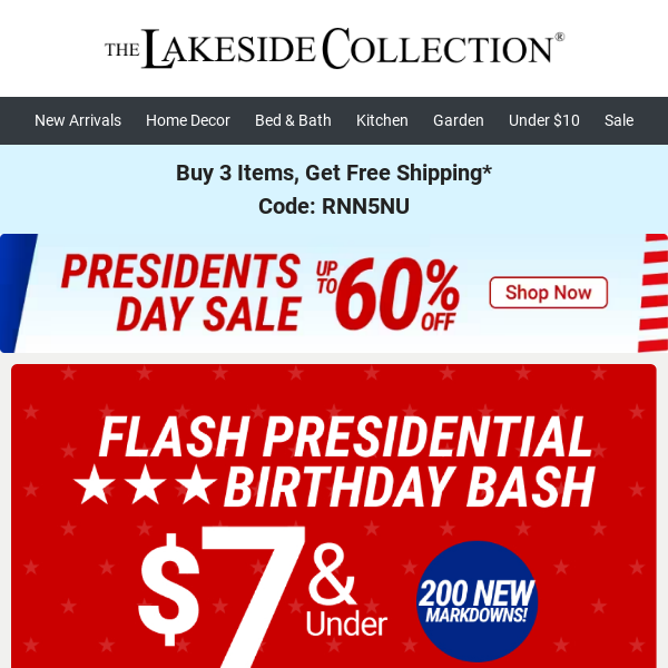 Presidential Flash Sale! $7 & Under (HUGE Discounts)