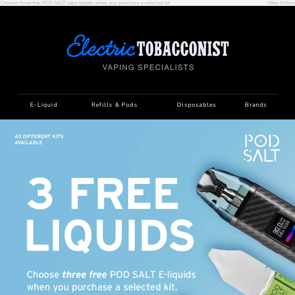 Free POD SALT E-Liquids with Kits