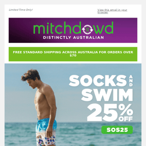 25% OFF Socks & Swim