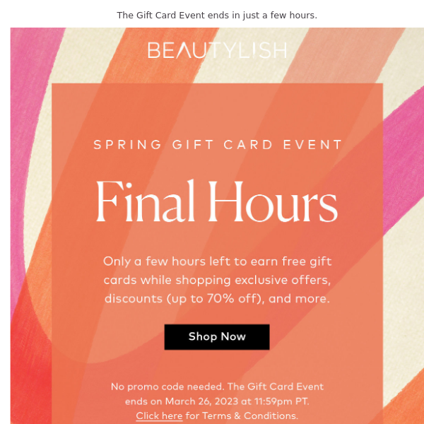 ⚠️Last call for free gift cards + up to 70% off 