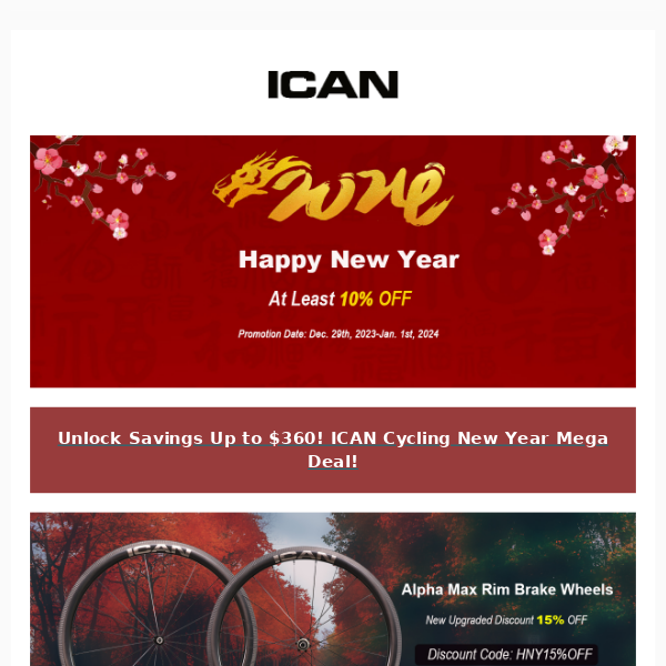 Unlock Savings Up to $360! ICAN Cycling New Year Mega Deal!
