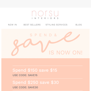 Our Spend + Save SALE is now on!