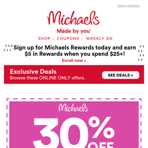 🌷 Save a whole bunch with 50% off Spring and more great deals. - Michaels  Stores