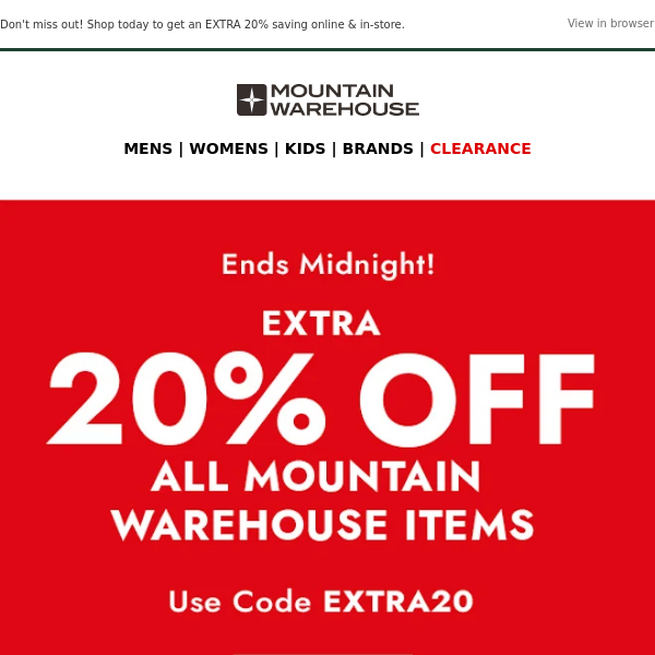 Extra 20% Off Ends Tonight! ⏰