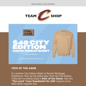 $40 City Edition Crew Sweatshirt