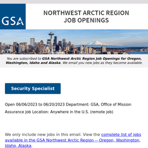 New/Current Job Opportunities in the GSA Northwest Arctic Region