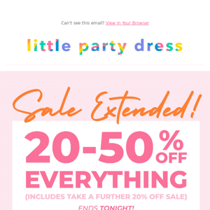 🤩 Sale extended. ONE more day. 20-50% off EVERYTHING 🎉