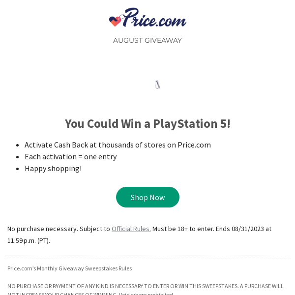 Activate Cash Back and Get a Chance to Win a PlayStation 5