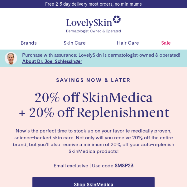 20% off SkinMedica + 20% Off Replenishment Private Sale event starts now!