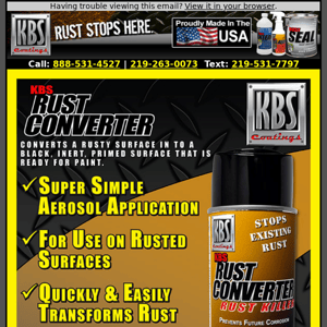 KBS Rust Converter - Easy-To-Apply For Rusty Surfaces - Back In Stock